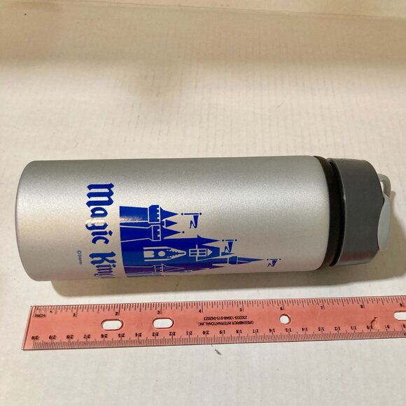Vintage Disney Magic Kingdom Metal Water Bottle Cinderella Castle Gray Blue 25oz - Picture 13 of 14
